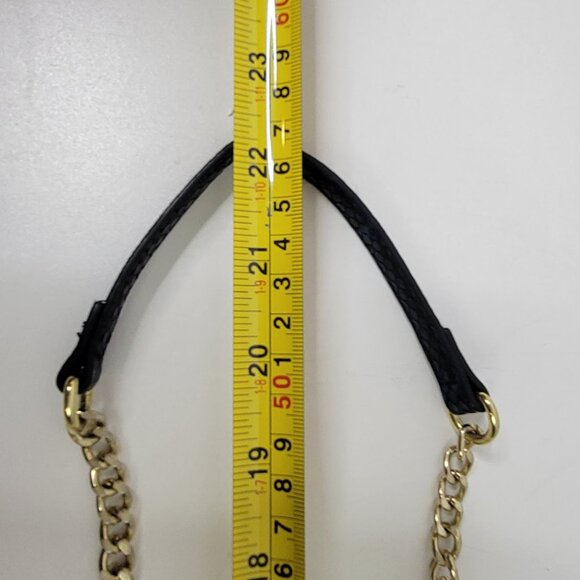 BCBG Faux Snakeskin Crossbody Bag – Blue & Black with Gold Chain - Picture 11 of 11